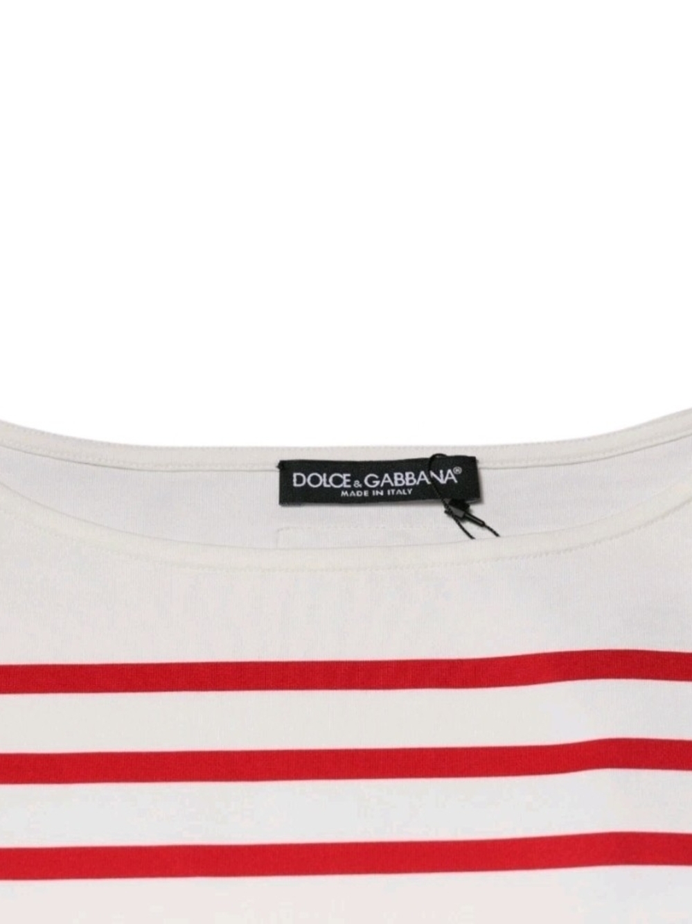 Dolce & Gabbana Red and White Striped Crewneck Sweater with Lace Hem Size 44 - Picture 5 of 6